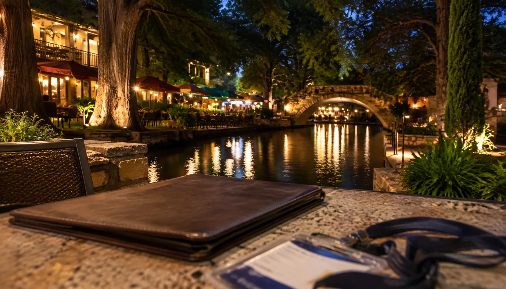 San Antonio River Walk at night convention dining