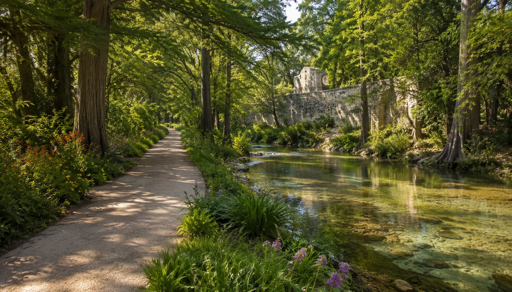 Mission Reach trail along the San Antonio River