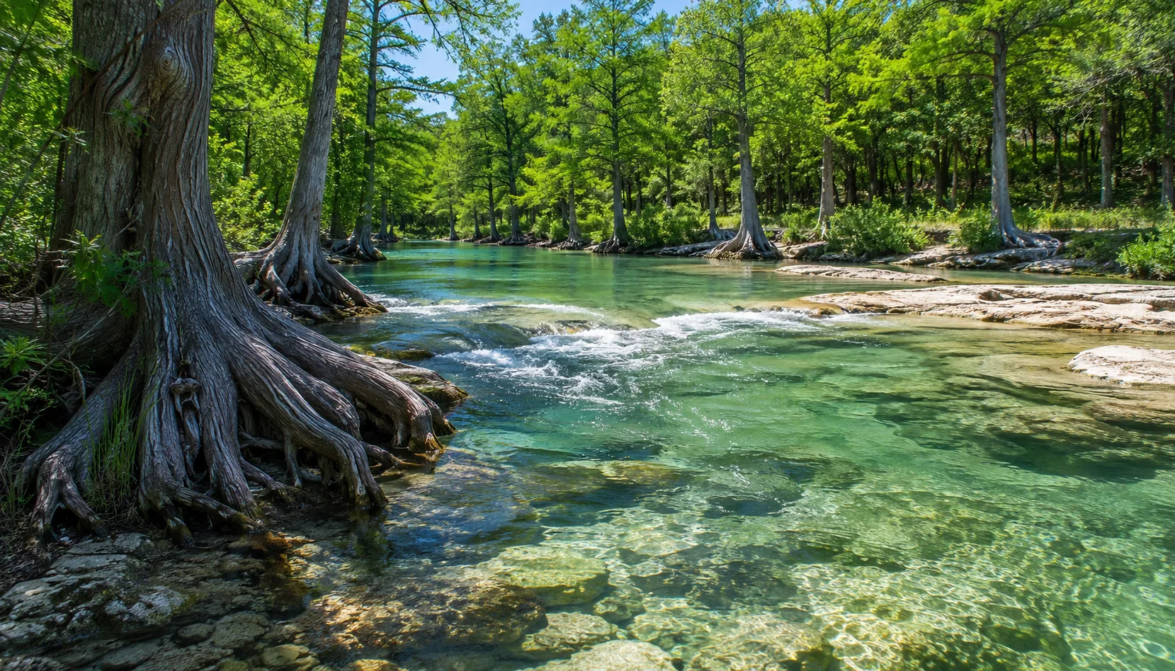 Hill Country spring-fed river swimming hole