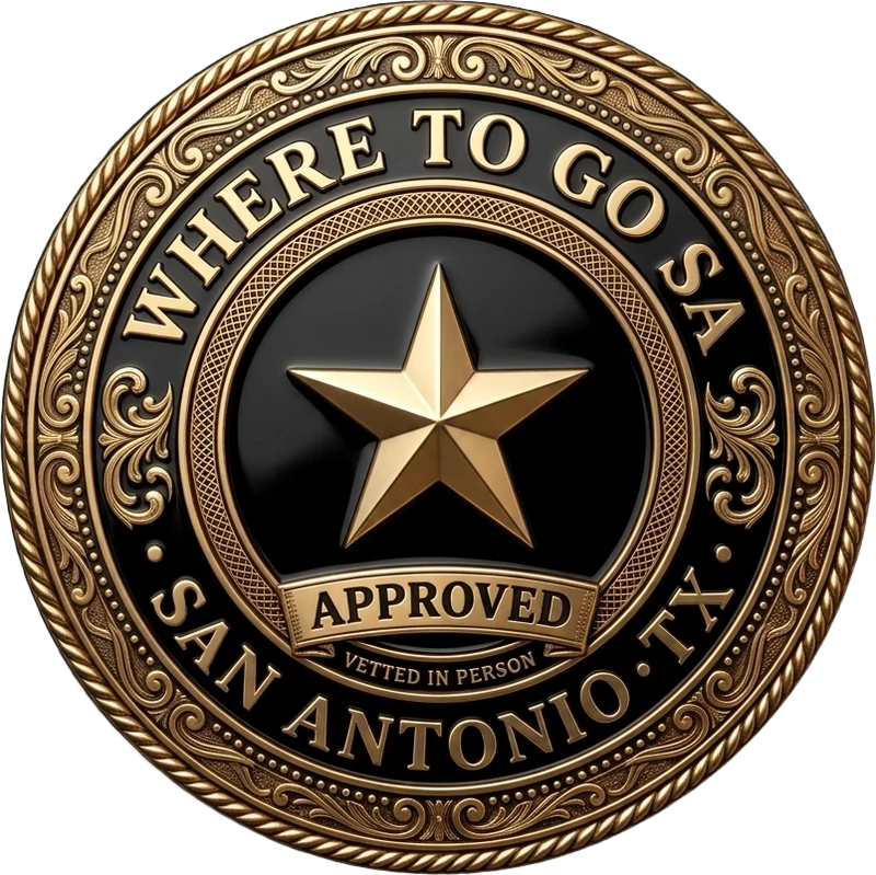 The WTGSA Approved medal — a gold Texas lone star seal, vetted in person, San Antonio TX